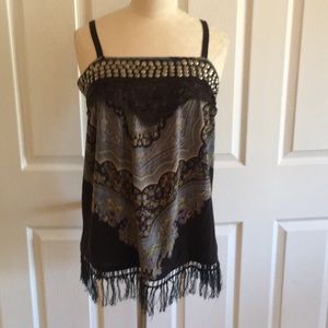 Free People fun fringe top with silver plates